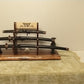 Beautiful Rustic Large Live Edge 3 Tier Walnut  Japanese Samurai Display Stand Collectors Gift