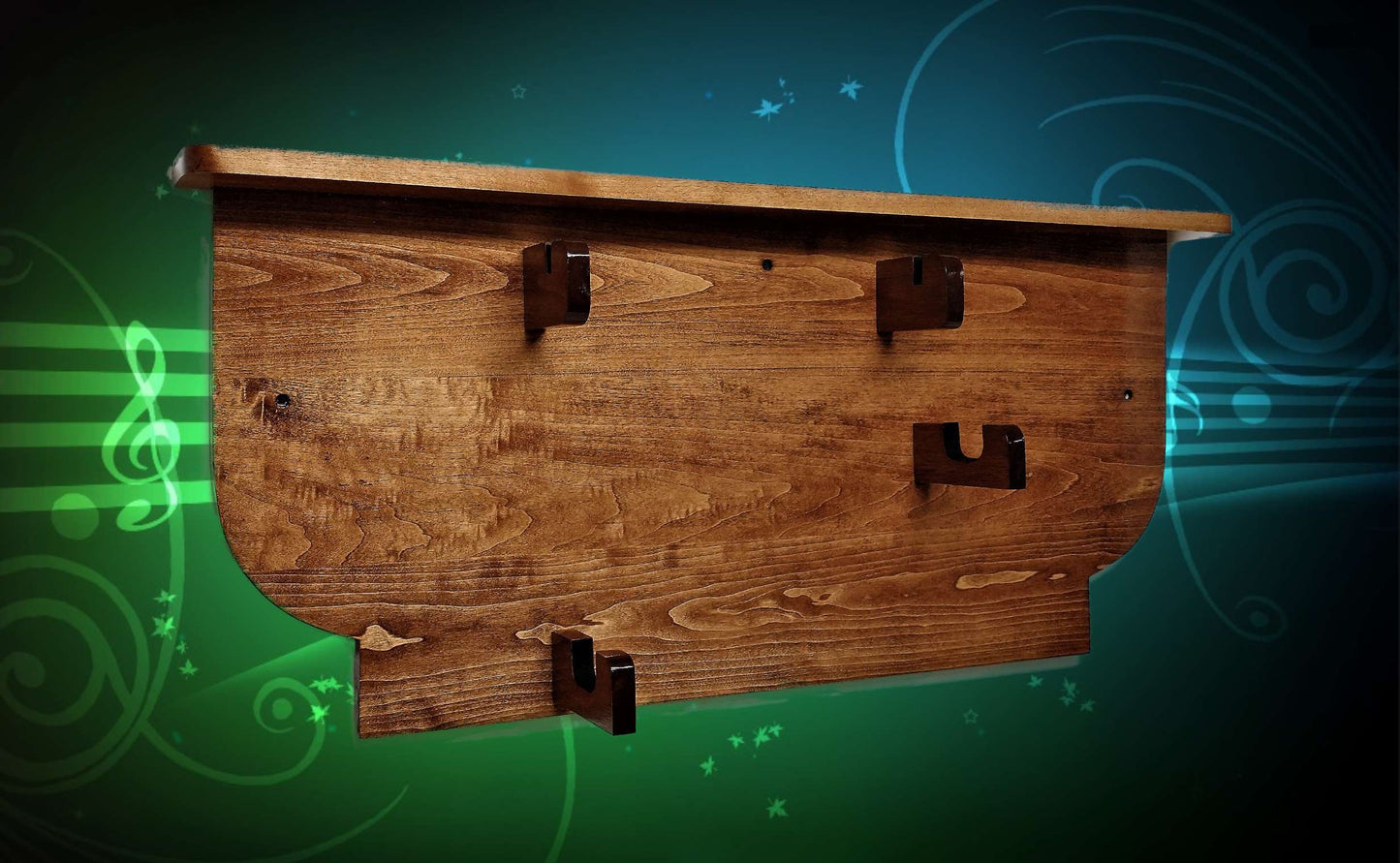 Walker Wood Gifts guitar rack Wall Mount Violin Display Rack and Shelf Cherry Finish Unique Musical Memories Décor