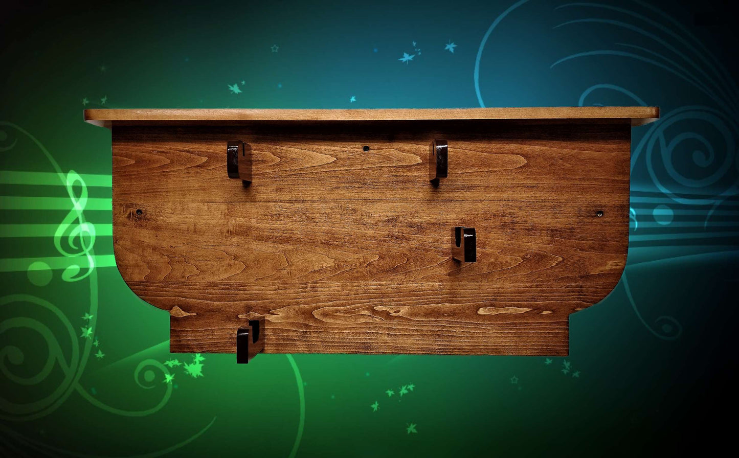 Walker Wood Gifts guitar rack Wall Mount Violin Display Rack and Shelf Cherry Finish Unique Musical Memories Décor