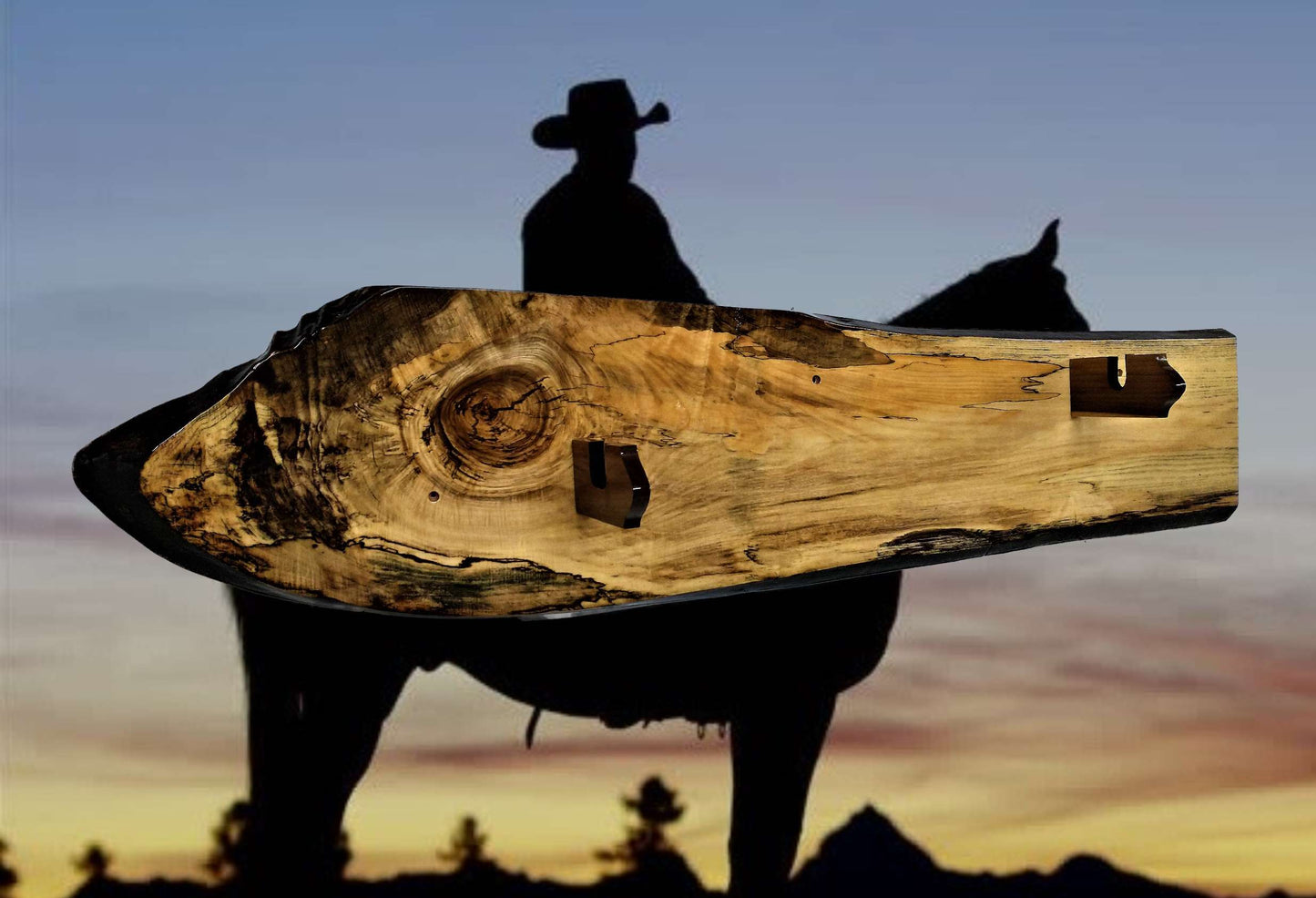 Walker Wood Gifts Gun Display Beautiful Rustic Unique Live Edge Spalted Maple Gun Rack Lever Action Rifle Wall Display Collectors Gift