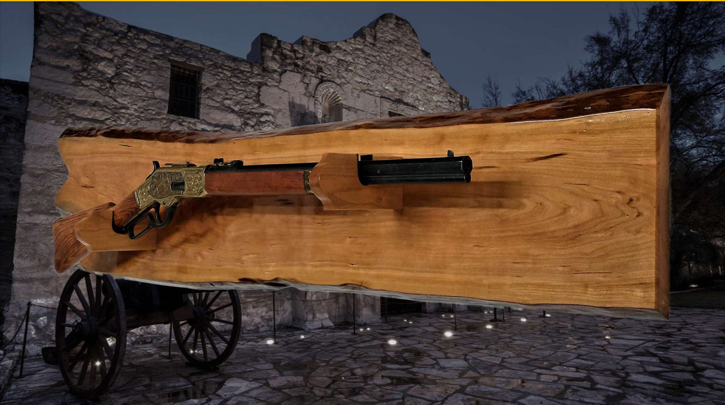 Walker Wood Gifts Gun Display Live Edge Rustic Unique Cherry Gun Rack Lever Action Rifle Wall Display Collectors Fathers Day Gift
