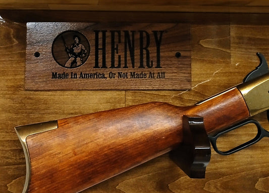 Walker Wood Gifts Gun Display Traditional Henry Lever Action Rifle Display W/Shelf Wall Display Western Cowboy Collectors Gift