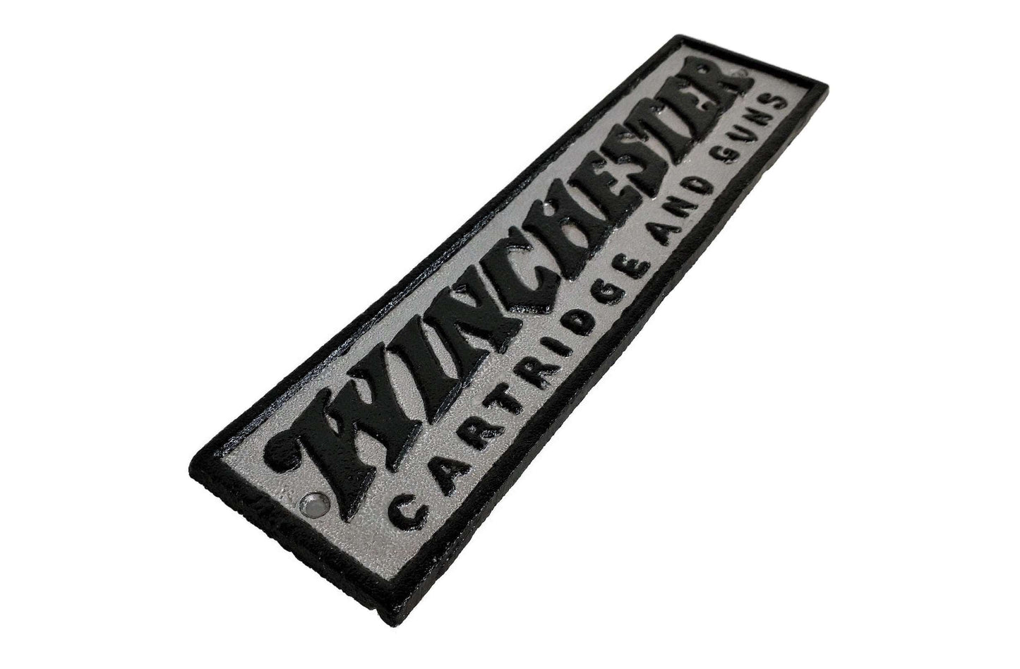 Walker Wood Gifts Novelties Vintage Metallic SILVER Black Cast Iron Winchester Cartridge and Guns Plaque Ranch Cowboy Gift Decor
