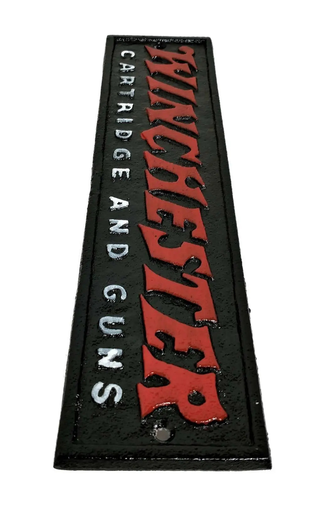 Walker Wood Gifts Novelties Vintage Red, White and Black Cast Iron Winchester Cartridge and Guns Plaque Ranch Cowboy Gift Decor
