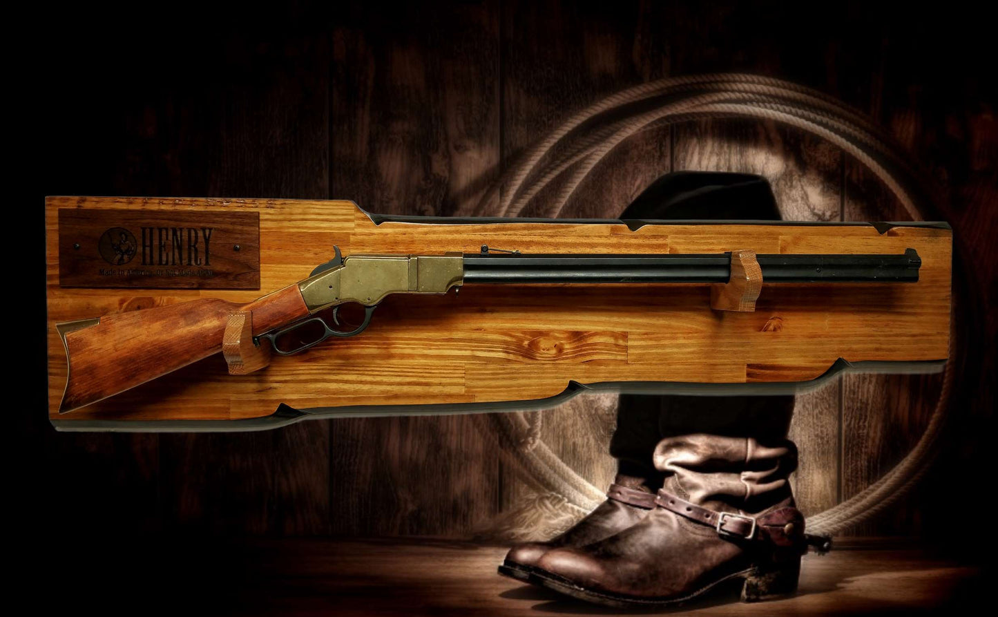 Walker Wood Gifts Rustic Lever Action Henry Gun Display Rifle Faux Live Edge Knotty Pine Cabin Décor Collectors Gift