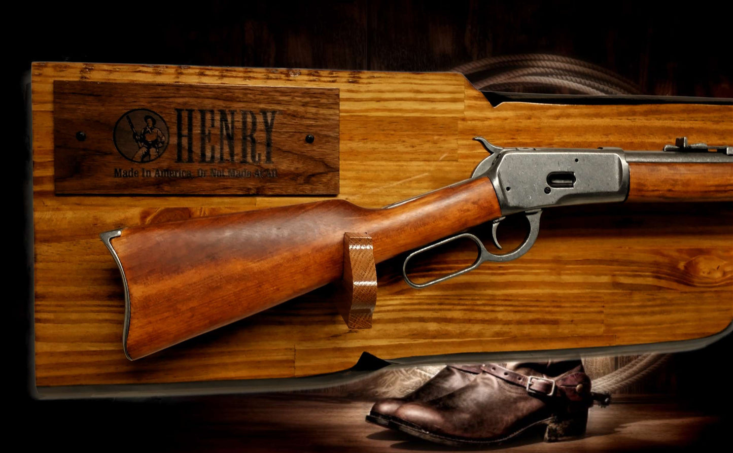 Walker Wood Gifts Rustic Lever Action Henry Gun Display Rifle Faux Live Edge Knotty Pine Cabin Décor Collectors Gift