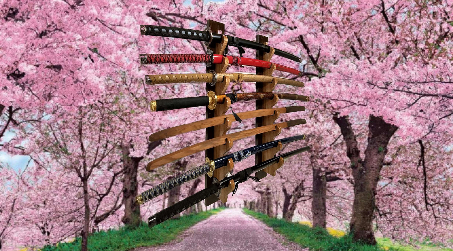 Walker Wood Gifts sword stands Copy of Large Professional 8-Tier Katana Sword Stand Exotic Quartersawn Purpleheart Collectors Gift