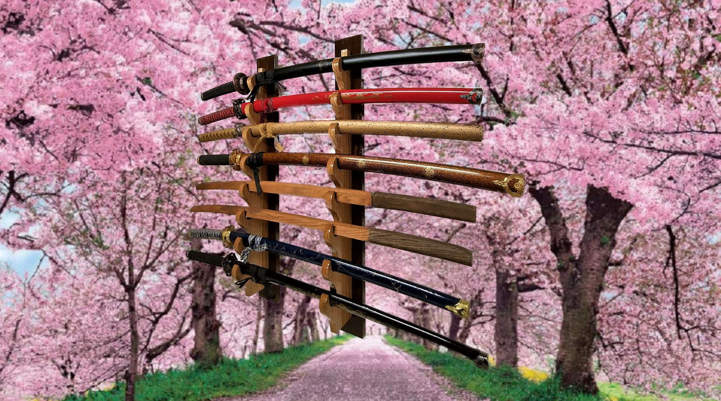 Walker Wood Gifts sword stands Copy of Large Professional 8-Tier Katana Sword Stand Exotic Quartersawn Purpleheart Collectors Gift
