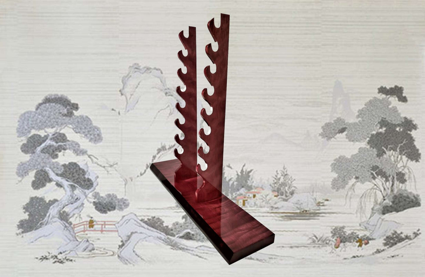 Walker Wood Gifts sword stands Large Professional 8-Tier Katana Sword Stand Quartersawn Purpleheart Collectors Gift