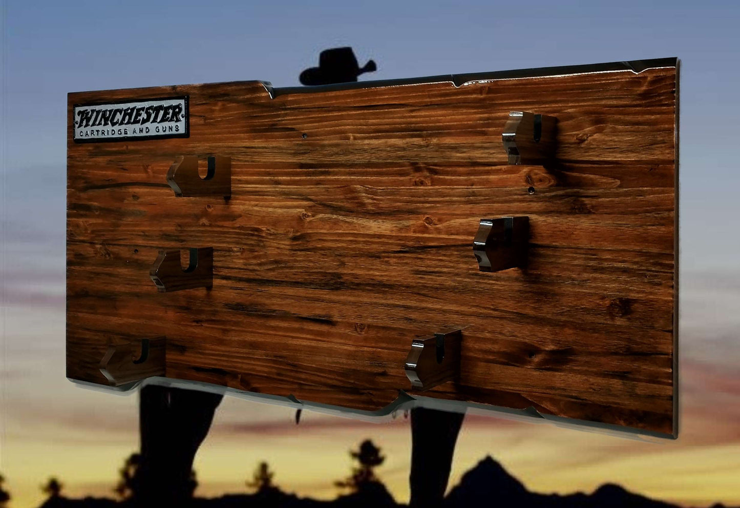 walkerwoodgifts Home & Garden Rustic 3 Place Lever Action Gun Display Winchester Plaque Bullet Style Gun Holders