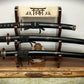 walkerwoodgifts sword display Beautiful Rustic Large Live Edge 3 Tier Walnut  Japanese Samurai Display Stand Collectors Gift