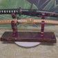 Live Edge Rustic 2 Tier Swamp Oak Purpleheart Kbar Samurai Military Display Gift