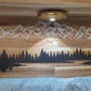 Lighted Acacia Quilt Rack with Shelf | Rustic Mountain Forest Silhouette Display
