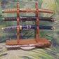 Live Edge Rustic 3 Tier Cherry Samurai Katana Display Stand Collector Gift