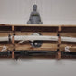 Traditional 2 Tier Katana Acacia Wall Shelf Display Yin Yang White Dragon Dojo Gift