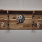 Traditional 2-Tier Acacia Katana Wall Display Shelf with Yin Yang & White Dragons