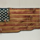 Rustic 3 Place Lever Action Old Glory Knotty Pine Rack Rifle Display Patriotic Collectors Gift