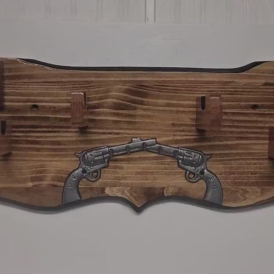 Rustic Faux Live Edge Double Colt PeaceMaker Pistol Wall Display Key Colt Gift