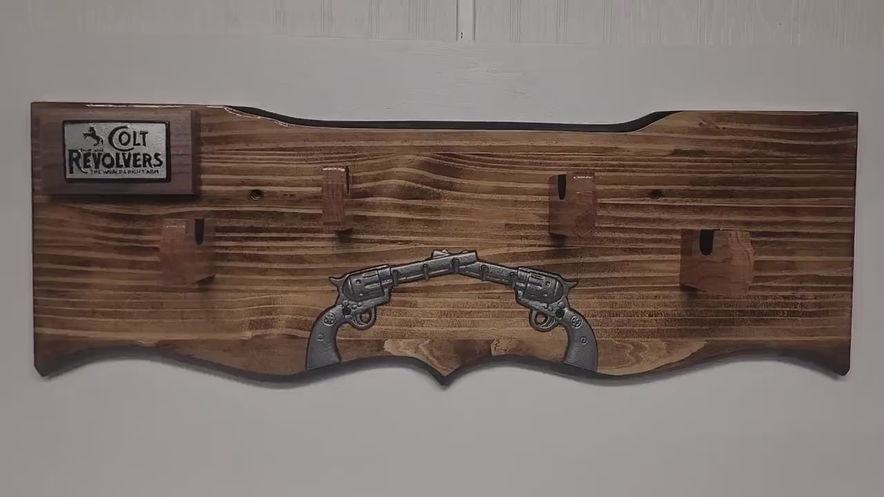 Rustic Faux Live Edge Double Colt PeaceMaker Pistol Wall Display Key Colt Gift