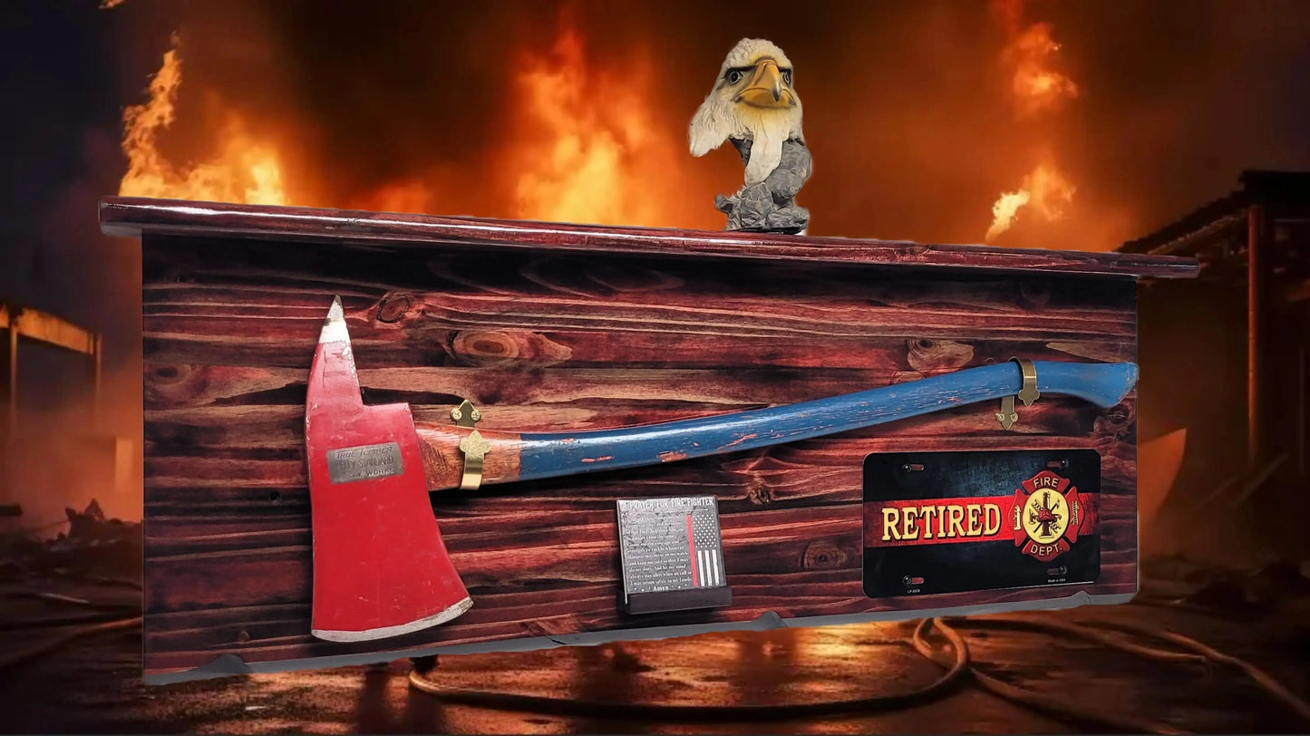 Walker Wood Gifts Fireman's Axe Display Traditional Fireman's Axe Display Shelf for Retired Firefighters Gift