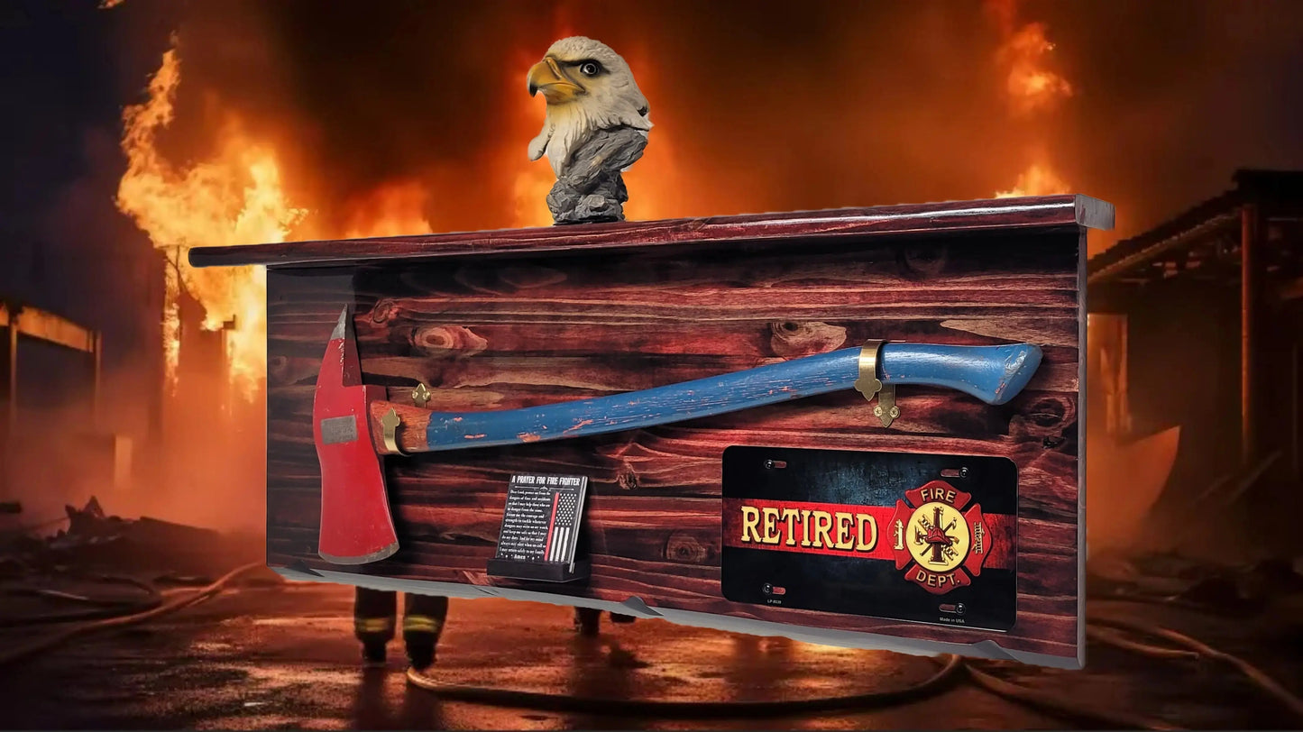 Walker Wood Gifts Fireman's Axe Display Traditional Fireman's Axe Display Shelf for Retired Firefighters Gift