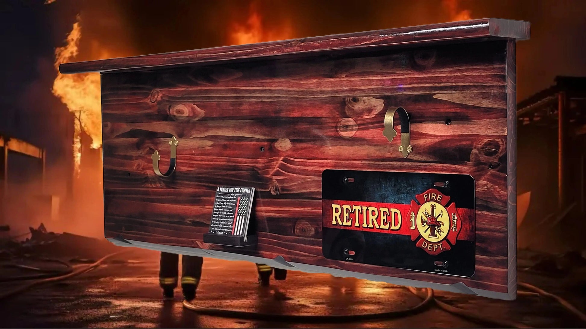 Walker Wood Gifts Fireman's Axe Display Traditional Fireman's Axe Display Shelf for Retired Firefighters Gift