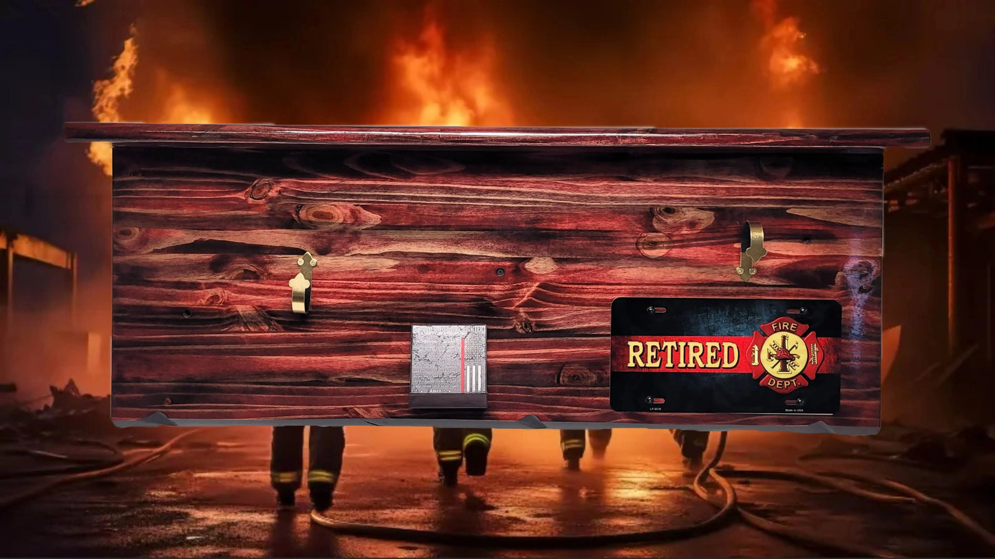 Walker Wood Gifts Fireman's Axe Display Traditional Fireman's Axe Display Shelf for Retired Firefighters Gift