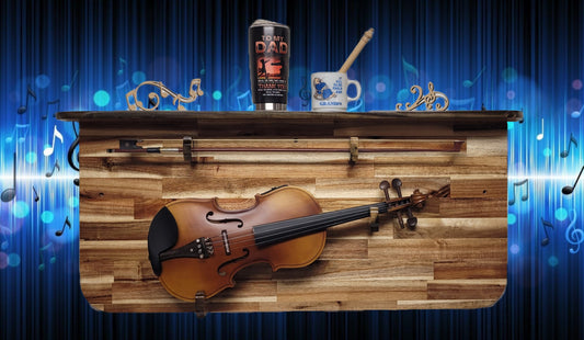 Walker Wood Gifts guitar rack Traditional Acacia Violin Display with Shelf Great Grandma Grandpa Musical Gift Decor