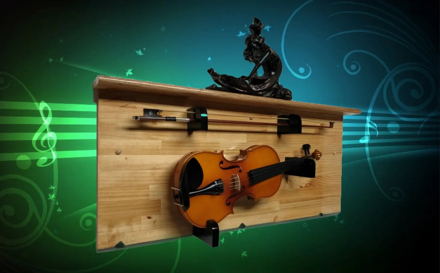 Walker Wood Gifts guitar rack Traditional Rustic Violin Display Shelf: Golden Cabin Pine, Musical Decor