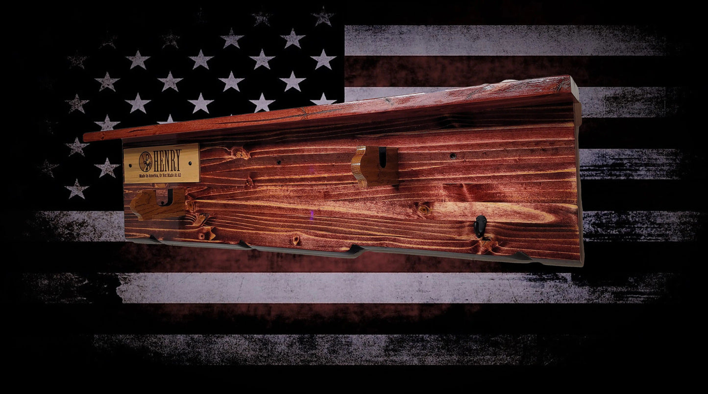 Walker Wood Gifts Gun Display Lever Action Tradition Henry Knotty Pine Rifle Gun Shelf Display Western Farmhouse Gift