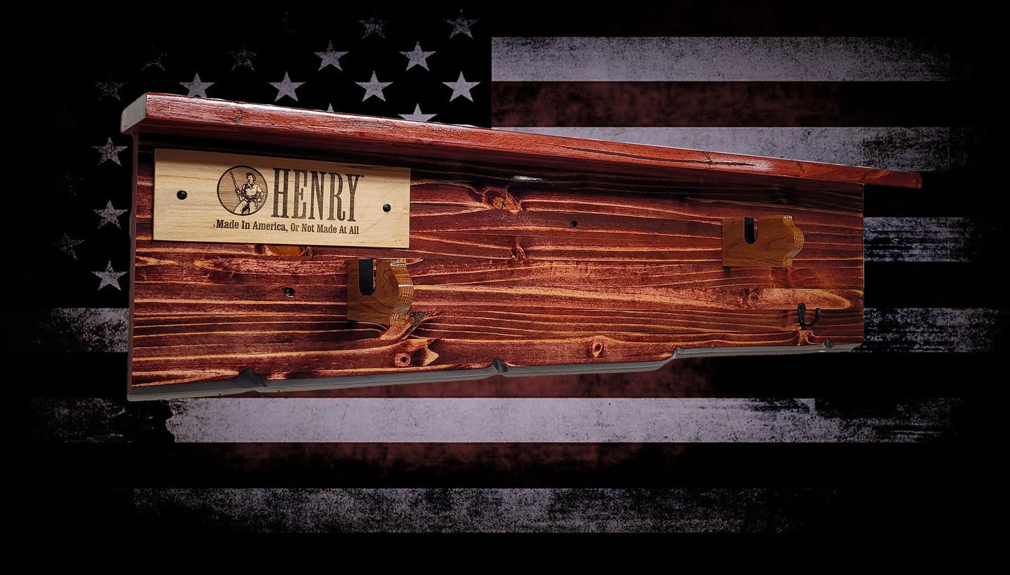 Walker Wood Gifts Gun Display Lever Action Tradition Henry Knotty Pine Rifle Gun Shelf Display Western Farmhouse Gift