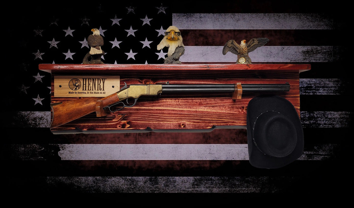 Walker Wood Gifts Gun Display Lever Action Tradition Henry Knotty Pine Rifle Gun Shelf Display Western Farmhouse Gift