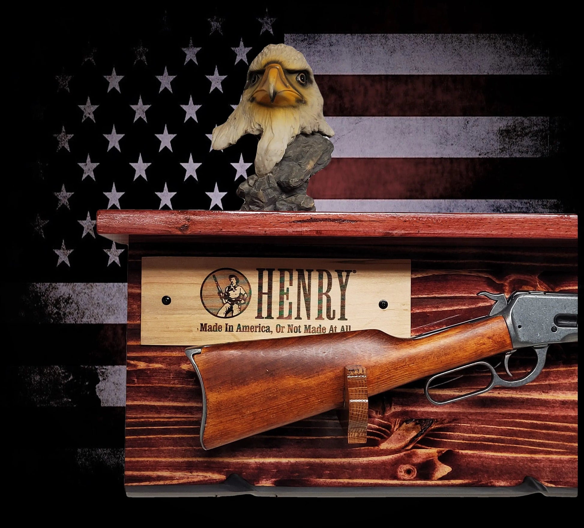 Walker Wood Gifts Gun Display Lever Action Tradition Henry Knotty Pine Rifle Gun Shelf Display Western Farmhouse Gift