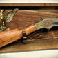 Walker Wood Gifts Gun Display Live Edge Traditional Lever Action Solid Flame Walnut Brass Eagle Rifle Display