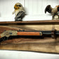 Walker Wood Gifts Gun Display Live Edge Traditional Lever Action Solid Flame Walnut Brass Eagle Rifle Display