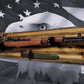 Walker Wood Gifts Gun Display M1 Garand & KA-BAR Wall Display – Knotty Pine Faux Live Edge with Black & White American Flag