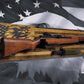Walker Wood Gifts Gun Display M1 Garand & KA-BAR Wall Display – Knotty Pine Faux Live Edge with Black & White American Flag