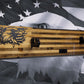 Walker Wood Gifts Gun Display M1 Garand & KA-BAR Wall Display – Knotty Pine Faux Live Edge with Black & White American Flag
