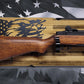 Walker Wood Gifts Gun Display M1 Garand & KA-BAR Wall Display – Knotty Pine Faux Live Edge with Black & White American Flag
