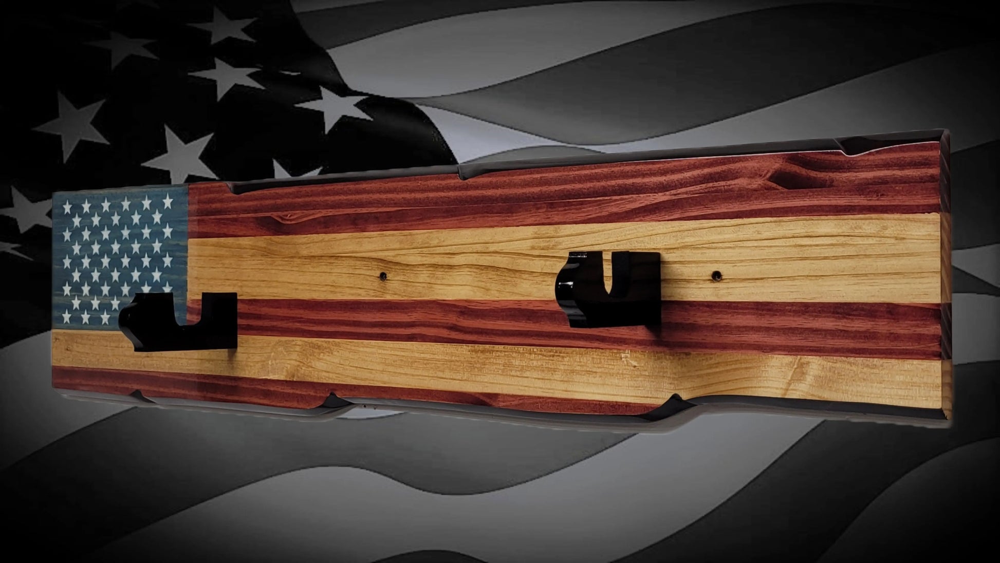 Walker Wood Gifts Gun Display M1 Garand Rifle Wall Display – Handcrafted American Flag Wood Gun Rack