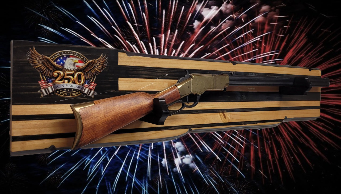 Walker Wood Gifts Gun Display Rustic 250th Bicentennial Lever Action Gun Display Faux Live Edge Knotty Pine Collectors Gift