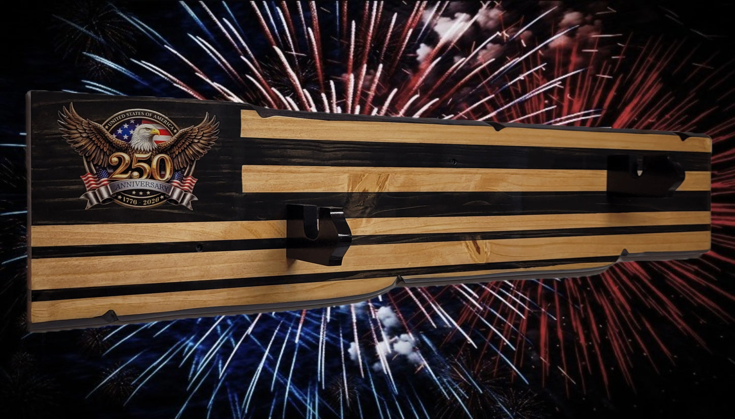 Walker Wood Gifts Gun Display Rustic 250th Bicentennial Lever Action Gun Display Faux Live Edge Knotty Pine Collectors Gift