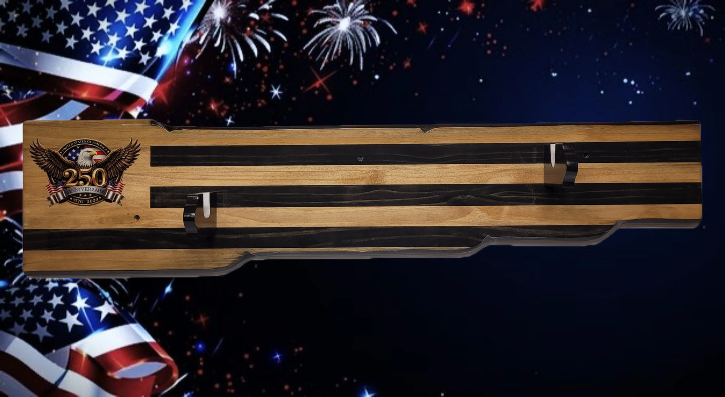 Walker Wood Gifts Gun Display Rustic 250th Bicentennial Lever Action Gun Display Faux Live Edge Pine Collectors Gift