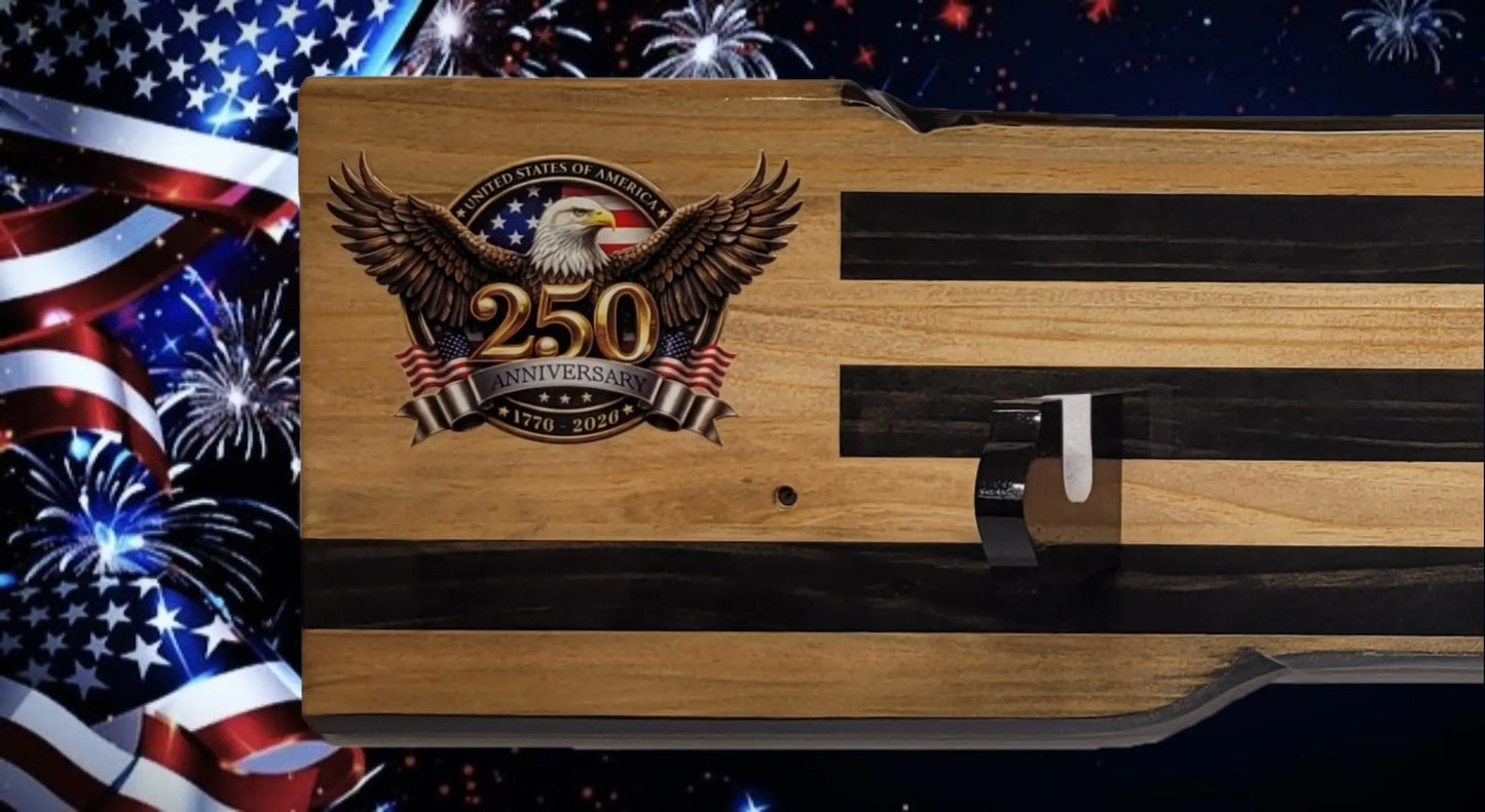 Walker Wood Gifts Gun Display Rustic 250th Bicentennial Lever Action Gun Display Faux Live Edge Pine Collectors Gift