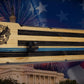 Walker Wood Gifts Gun Display Rustic 250th Freedom USA Lever Action Gun Display Blue Line Faux Live Edge Pine