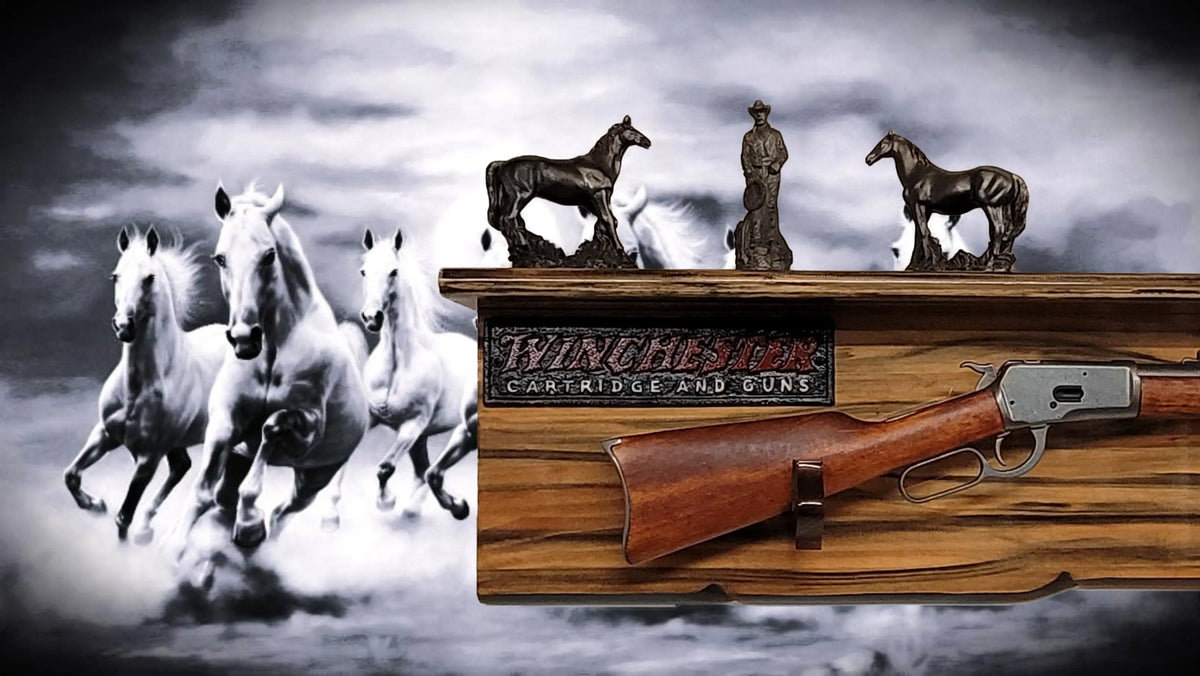 Walker Wood Gifts Gun Display Rustic Faux Live Edge Knotty Pine Rifle Wall Display with Deep Shelf
