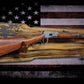 Walker Wood Gifts Gun Display Rustic Faux Live Edge Lever Action Rifle Display | Knotty Pine Gun Rack | American Eagle Flag | Handmade Wall Mount