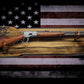 Walker Wood Gifts Gun Display Rustic Faux Live Edge Lever Action Rifle Display | Knotty Pine Gun Rack | American Eagle Flag | Handmade Wall Mount