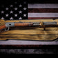 Walker Wood Gifts Gun Display Rustic Faux Live Edge Lever Action Rifle Display | Knotty Pine Gun Rack | American Eagle Flag | Handmade Wall Mount