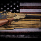 Walker Wood Gifts Gun Display Rustic Faux Live Edge Lever Action Rifle Display | Knotty Pine Gun Rack | American Eagle Flag | Handmade Wall Mount